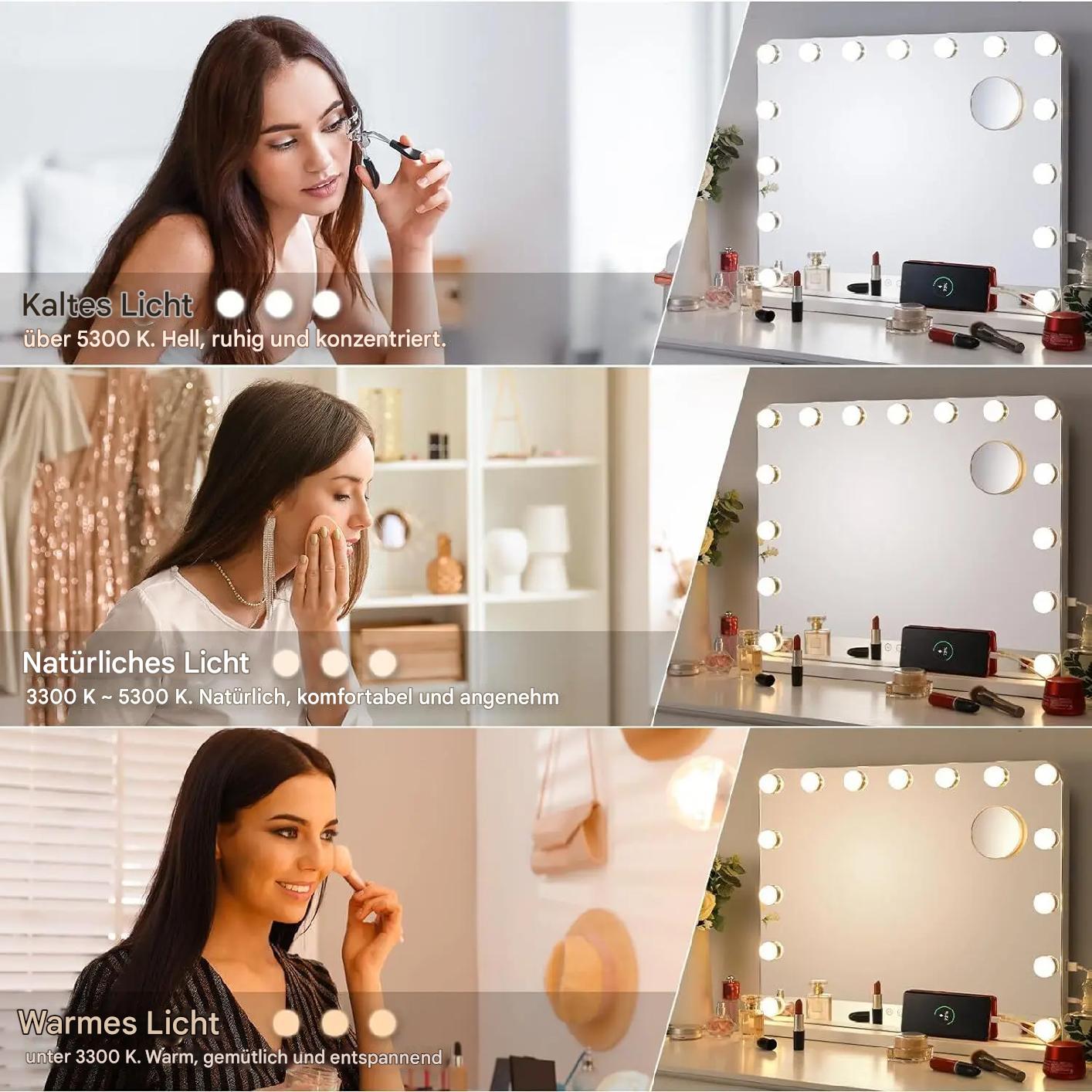 Hollywood Spiegel mit 15 LED-Lampen & Touch-Funktion