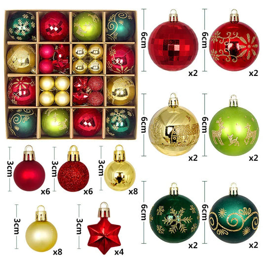Weihnachtsbaumkugeln 44er-Set mehrfarbig