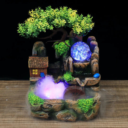 Zimmerbrunnen mit Nebelfunktion und LED-Kugel