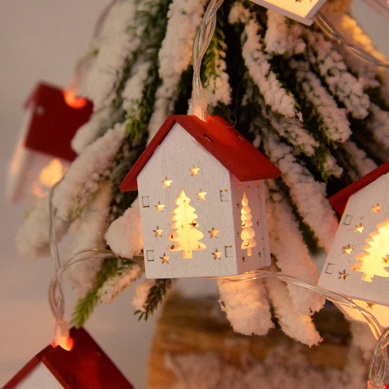 Weihnachtliches Holzhaus LED-Lichterkette