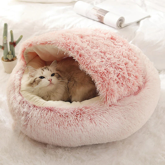 Kuschelweiches Katzen- und Hundebett mit Plüschbezug
